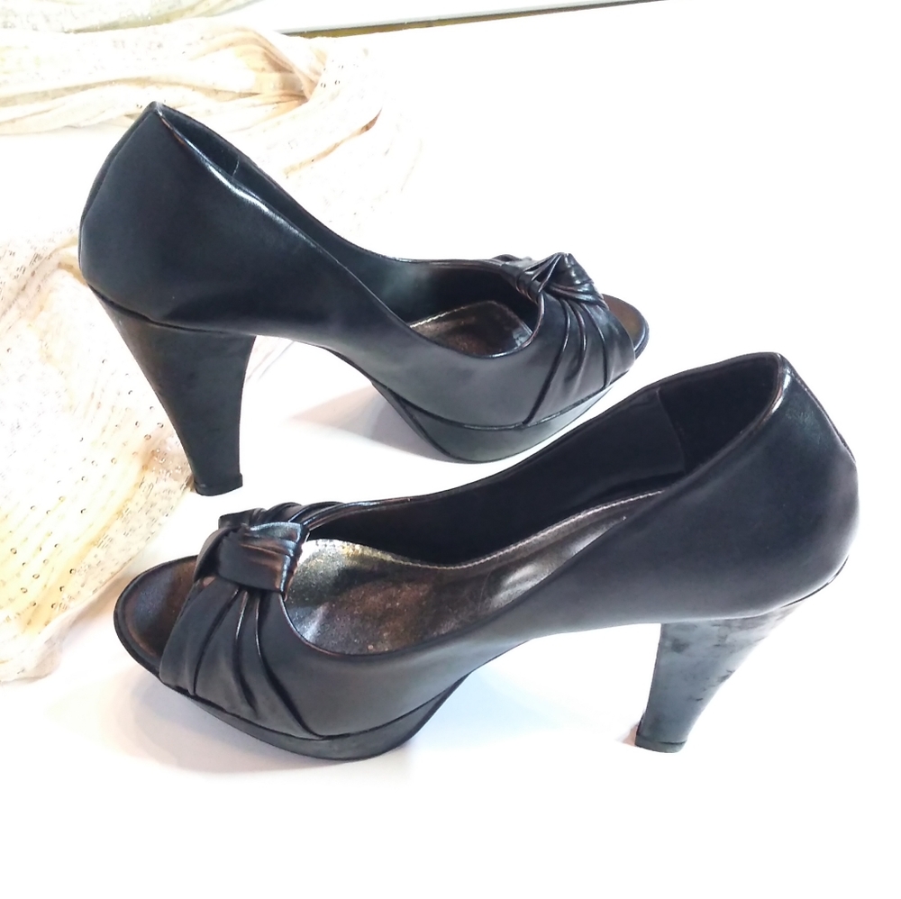 Unlisted Black Peep Toe Platform Heels